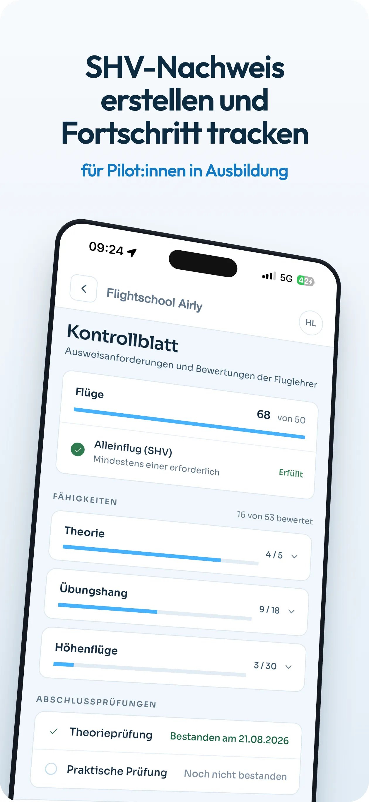 Kontrollblatt - SHV-Nachweis erstellen und Fortschritt tracken